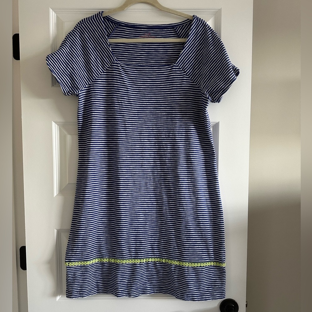 Vineyard Vines Navy Blue and White Striped Dress